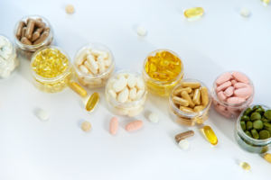 An array of brightly colored nutraceuticals and functional food ingredients.