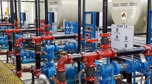 View of oil tank farm pump room.